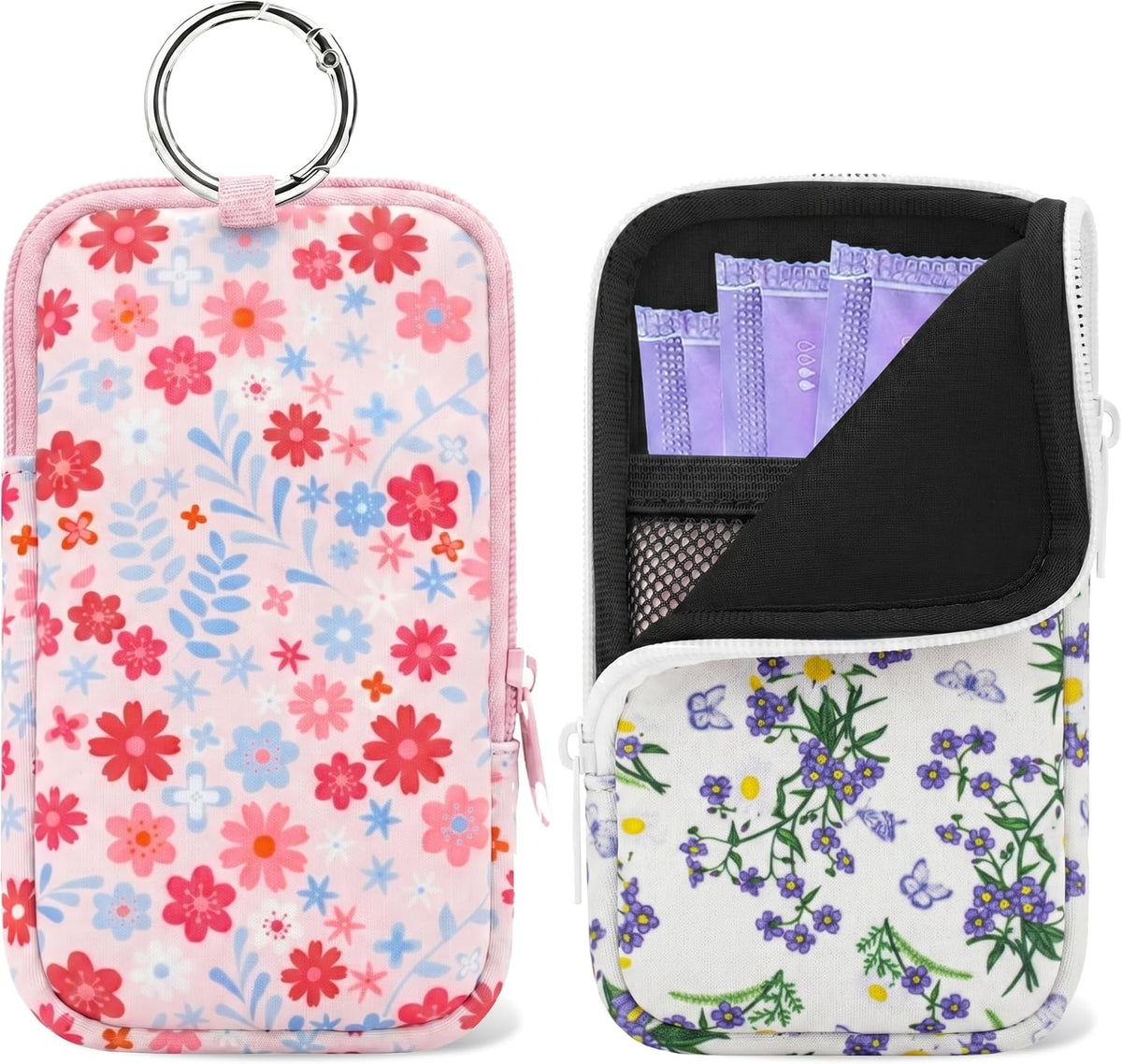 2PCS Tampon Holder Zipper Pouches Portable Period Bags