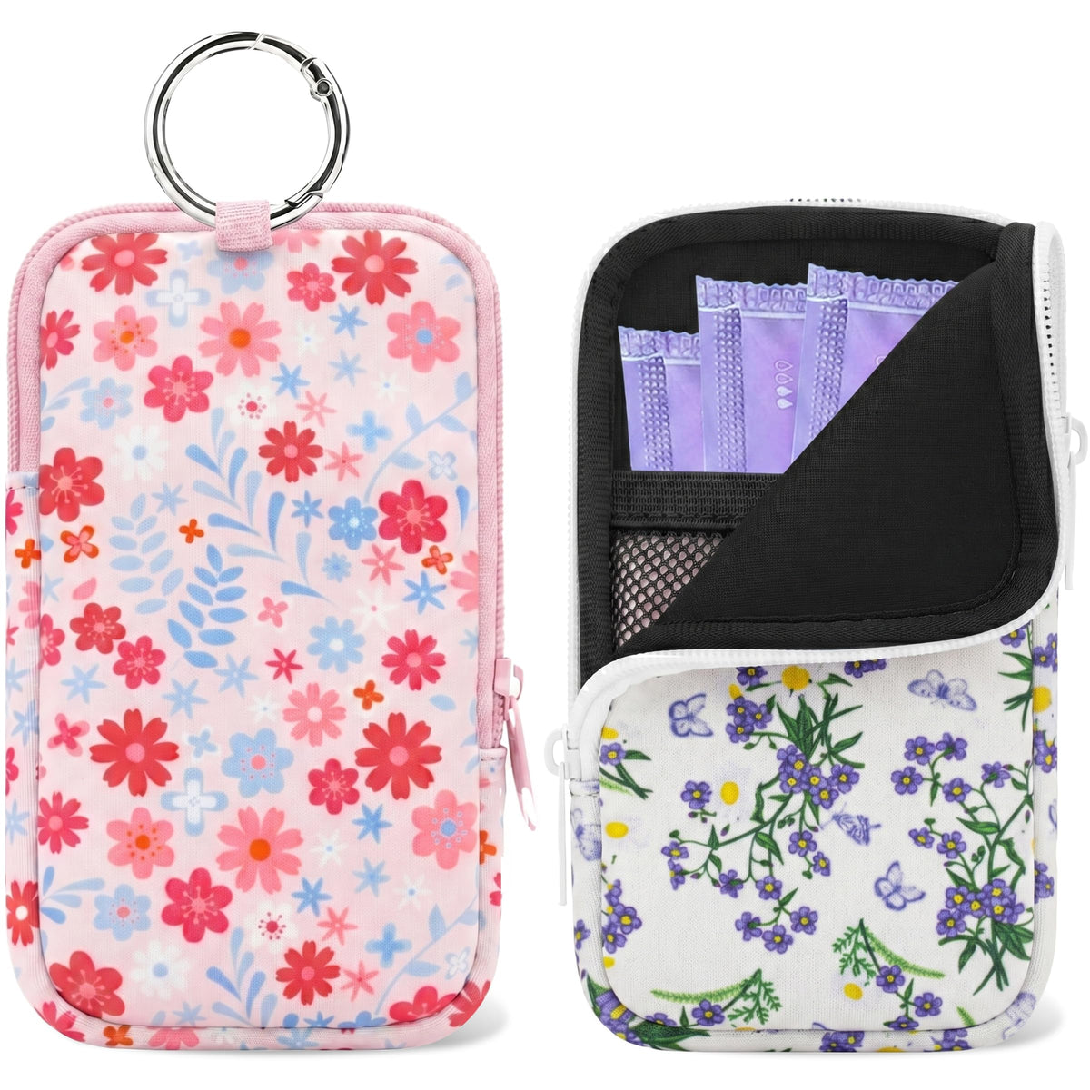 2PCS Tampon Holder Zipper Pouches Portable Period Bags