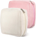 JIEYAO 2Pcs Corduroy Sanitary Napkin Storage Bag, Portable Period Bag for Women, Cute Period Pouch Soft Menstrual Cup Pouch Menstruation First Pad Bag Tampon Holder