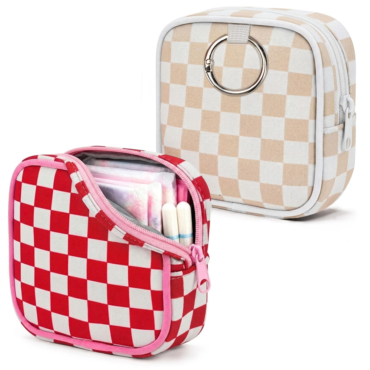 KJQJLY 2 Pack Sanitary Napkin Storage Bag Period Bag with Snap Hook