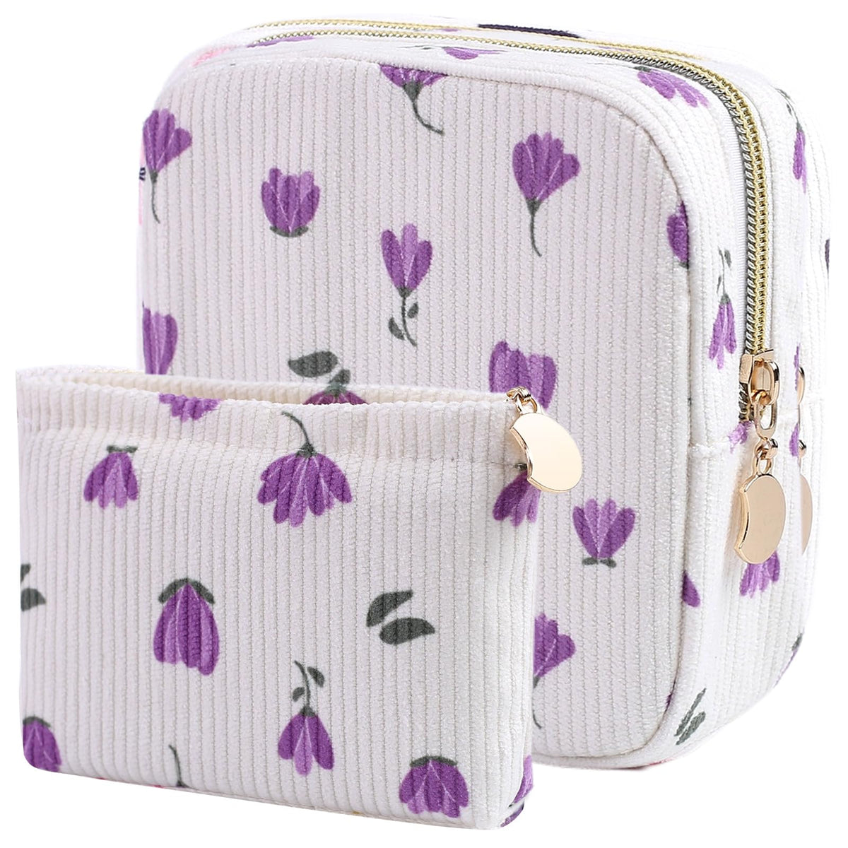 2-Pack Period Bag for Women Girls, Portable Corduroy Sanitary Napkin Storage Bag Period Pouch Small Discreet Menstrual Pouch, Sanitary Pads Bag Period Kits Tampons Holder for First Period