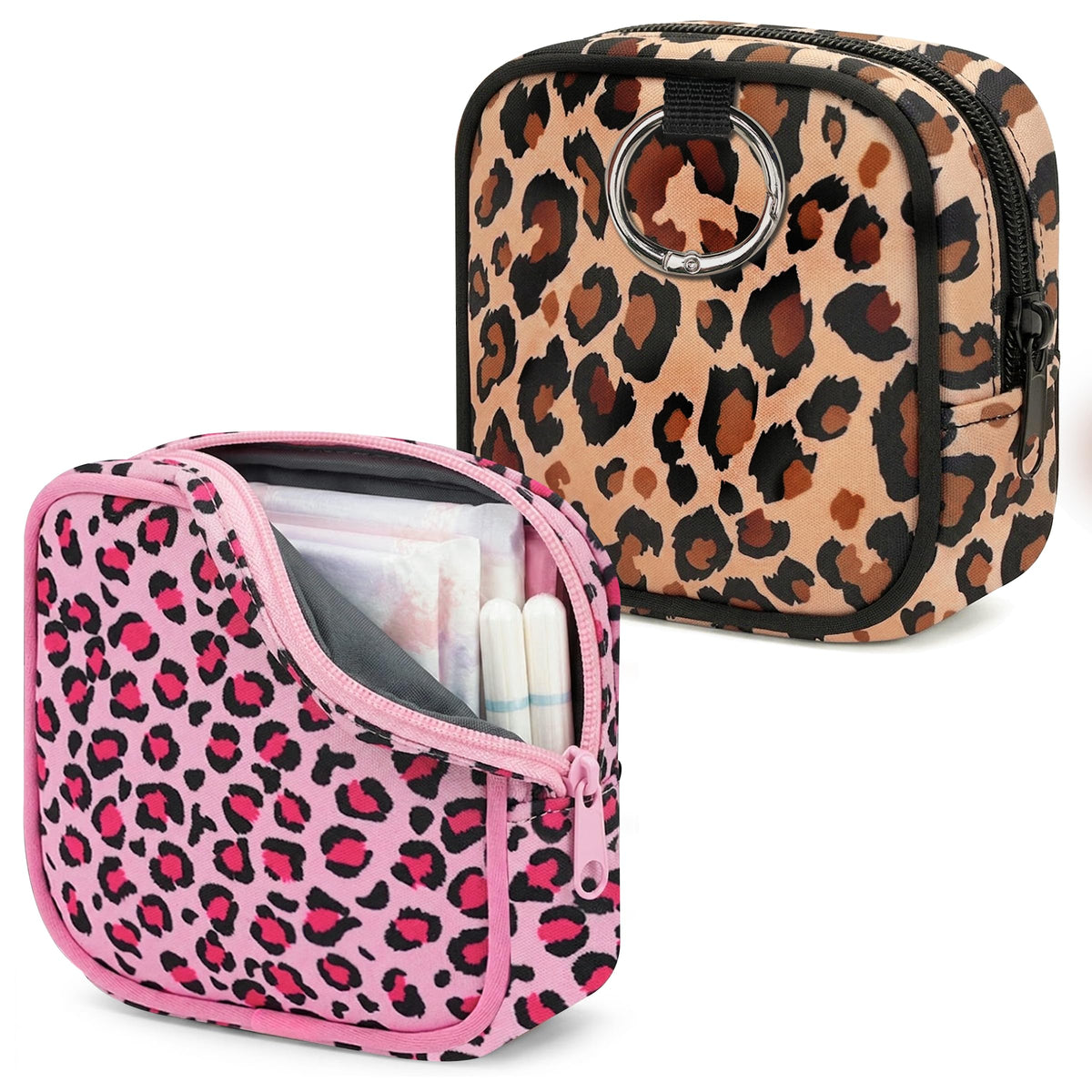 KJQJLY 2 Pack Sanitary Napkin Storage Bag Period Bag with Snap Hook