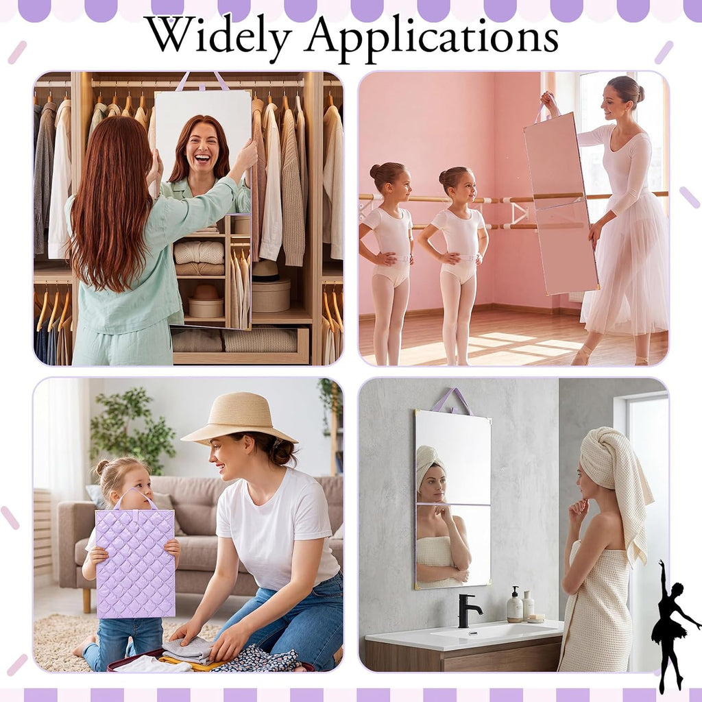 Chunful Folding Hanging Mirror 33.5x13.4 for Dance, Fashion, Purple