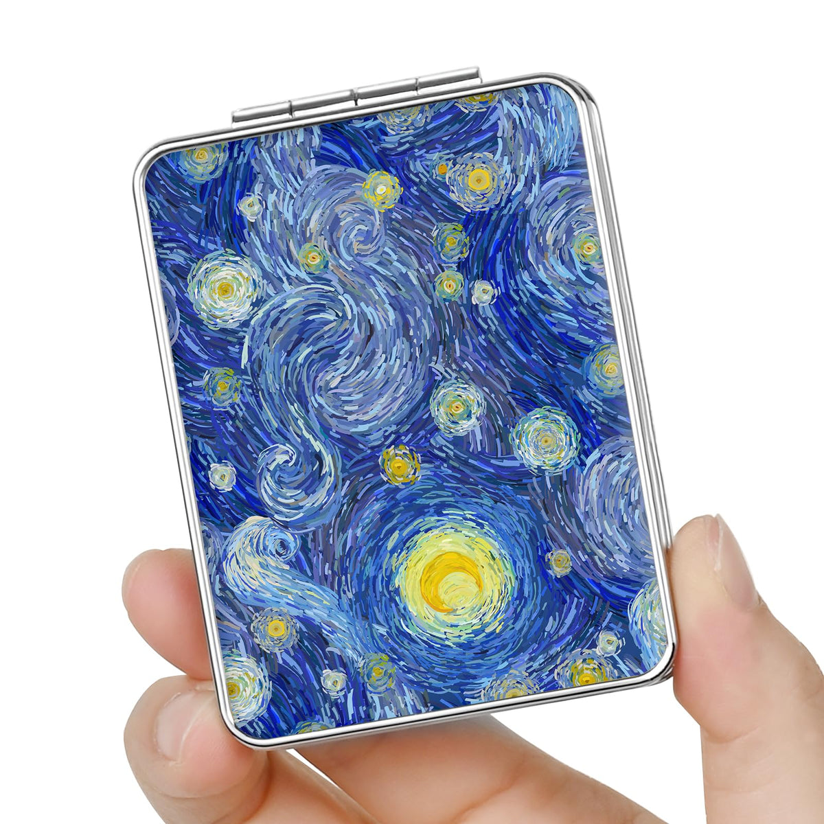 Pocket Mirror, Small Travel Mirror with Magnification, Portable Double-Sided Magnifying Cosmetic Mirror for Daily (Pink Marble)