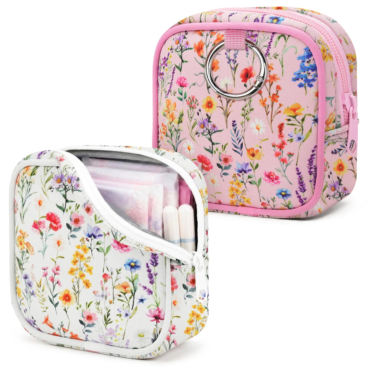 KJQJLY 2 Pack Sanitary Napkin Storage Bag Period Bag with Snap Hook