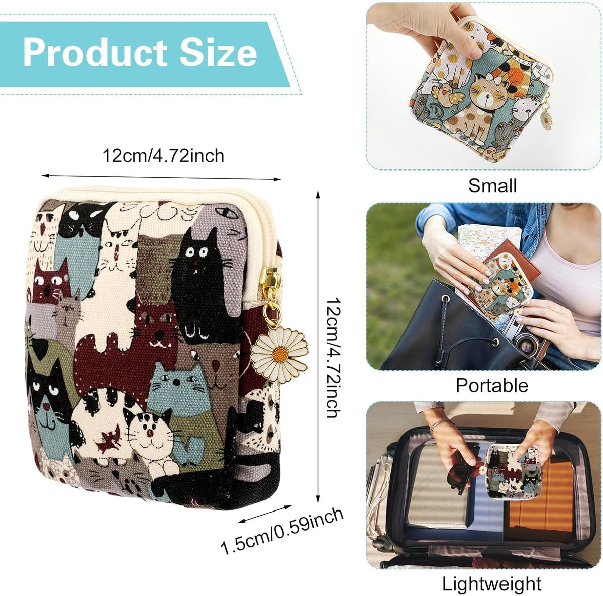 Amabro Sanitary Napkin Storage Bag, 2PCS Period Bags Cute Sanitary Pad