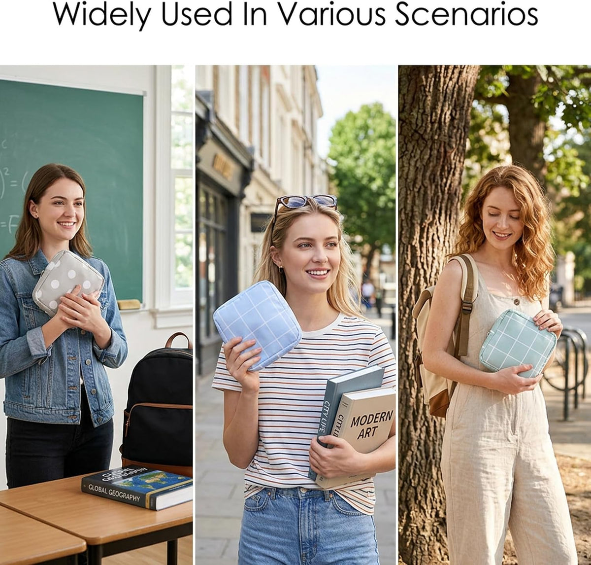 3 PCS Period Bag, 3 Styles Portable Sanitary Pad Pouch