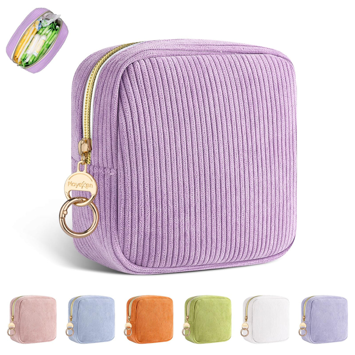 Period Bag for Teen Girls, Corduroy Sanitary Napkin Storage Bag, Menstrual Pad Pouches Tampon Holder for Purse