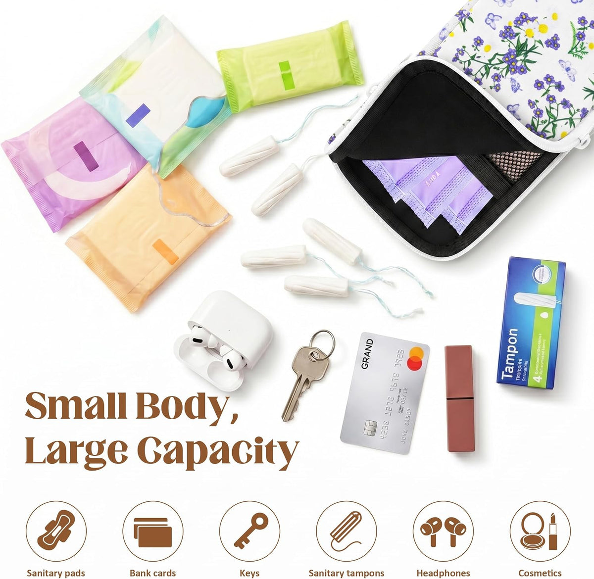 2PCS Tampon Holder Zipper Pouches Portable Period Bags