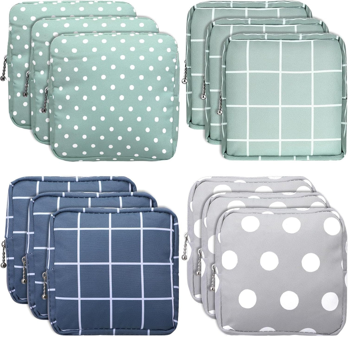 Lemecima 12pcs Period Bag & Pouch, Sanitary Napkin Storage Bag Reusable Menstrual Pad Organizer Pouches for Teen Girls & Women, Multi-functional Purse Organizer for Travel, Office, School (4 Styles)