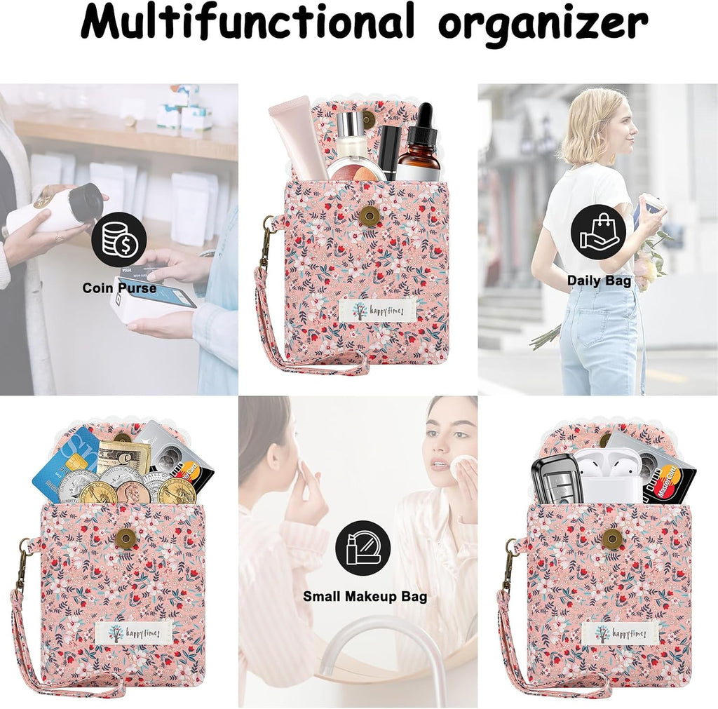 Vintage Floral Period Bag, Sanitary Pad & Tampon Organizer Pink