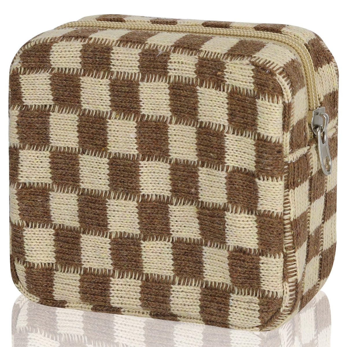 Sanitary Napkin Storage Bag, Menstrual Pad Zipper Bag Checkered Portable Period Bag Panty Liners, Tampon Storage Pouch for Women Ladies Daily Use Storage Purse Travel
