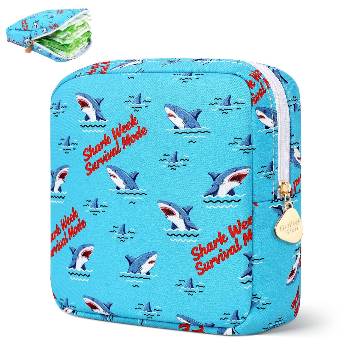 Period Bag Pouch Soft Cloth Sanitary Napkin Storage Bag Portable Menstrual Pad Pouches Tampon Holder for Purse First Period Kit for Girls 9-12 (Blue-White Check)