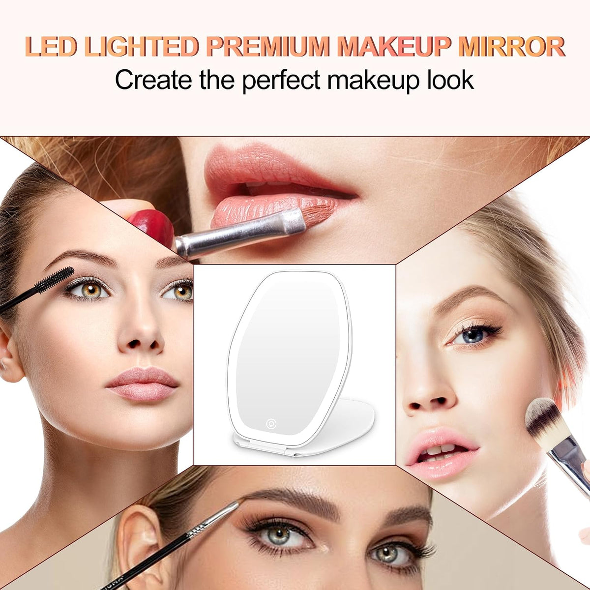 COSYGLOW Travel Makeup Mirror with Light, Portable Hexagon Vanity Mirror