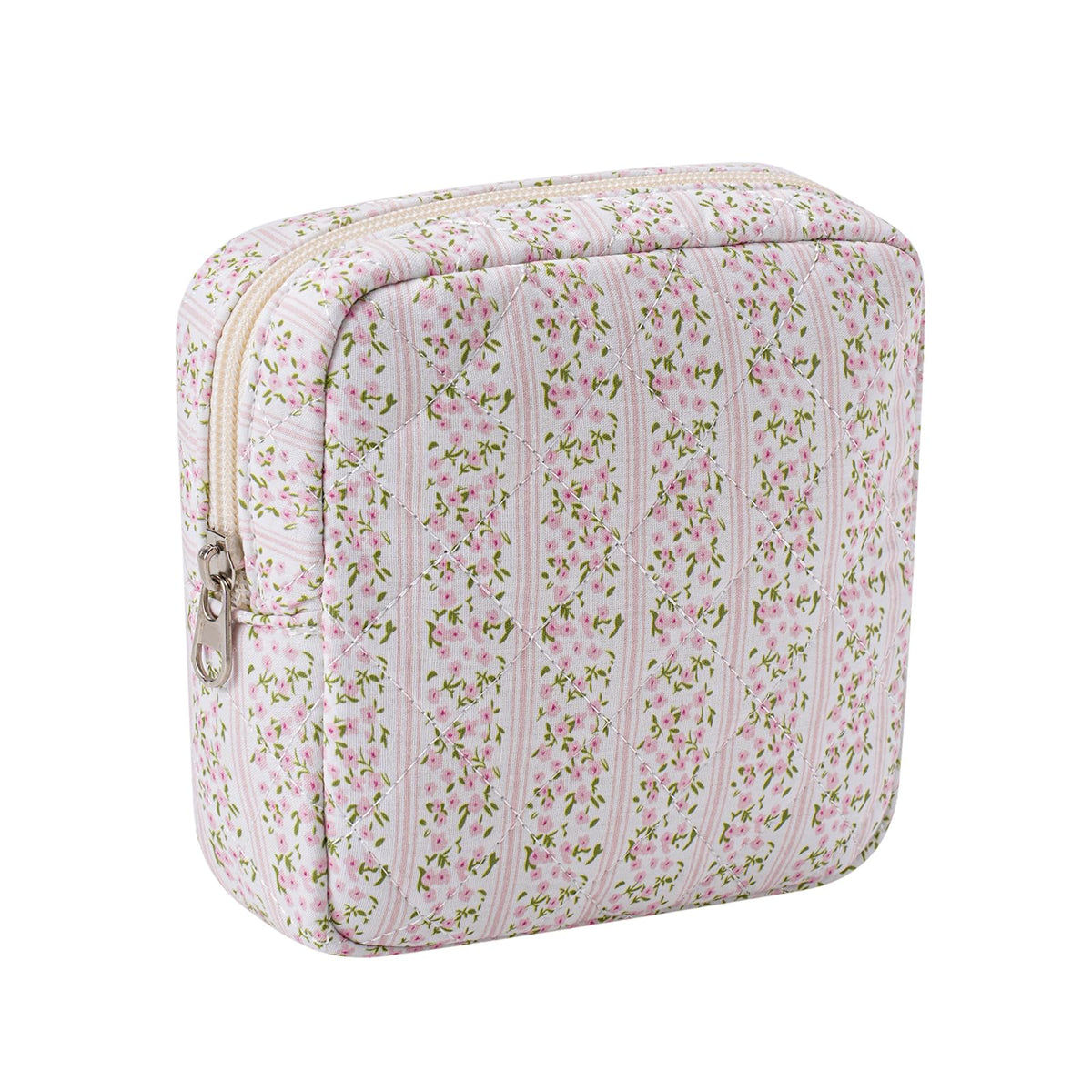 uekeboag Small Quilted Cotton Makeup Bag for Purse（01White Bear）