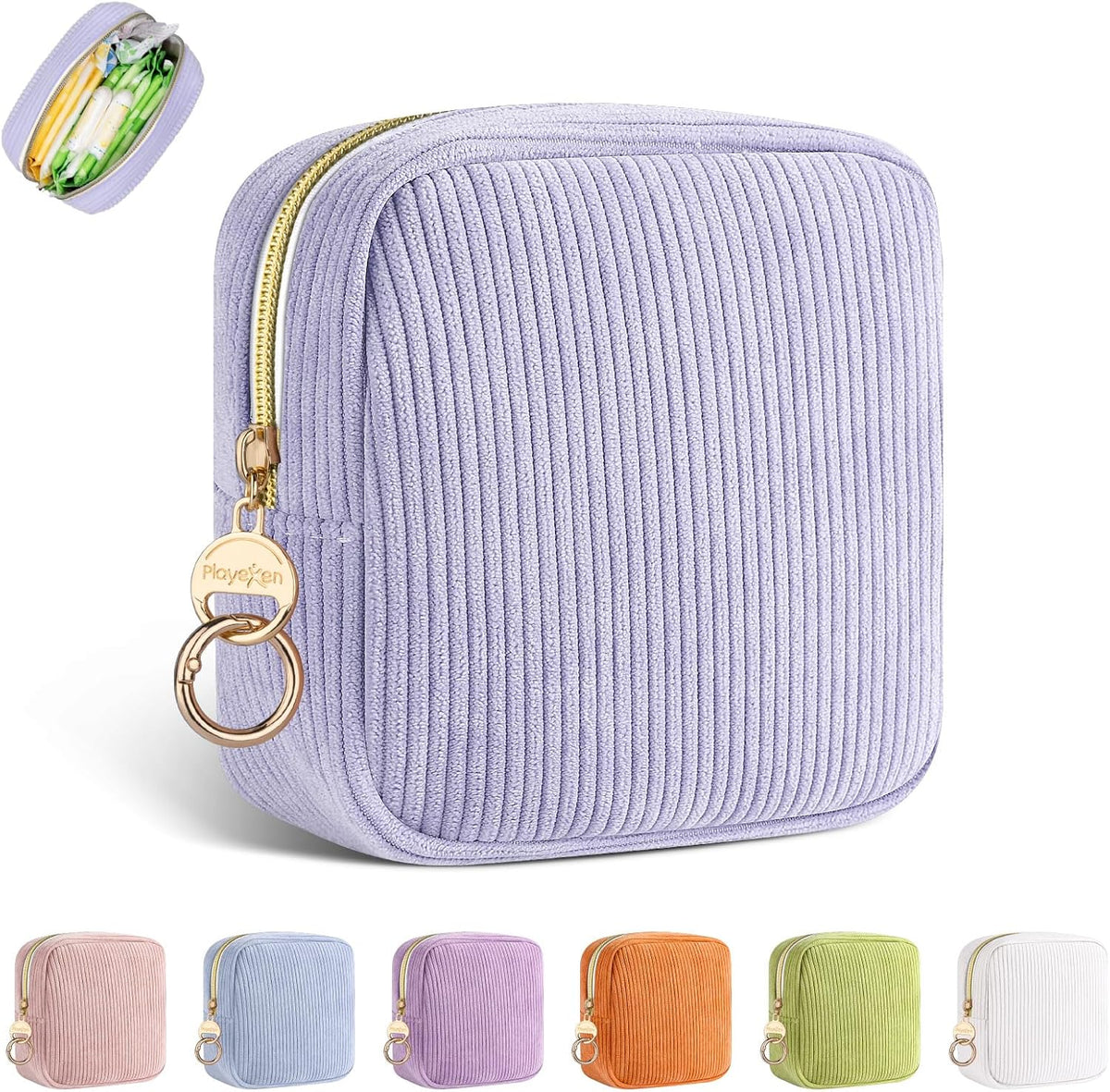 Period Bag for Teen Girls, Corduroy Sanitary Napkin Storage Bag, Menstrual Pad Pouches Tampon Holder for Purse