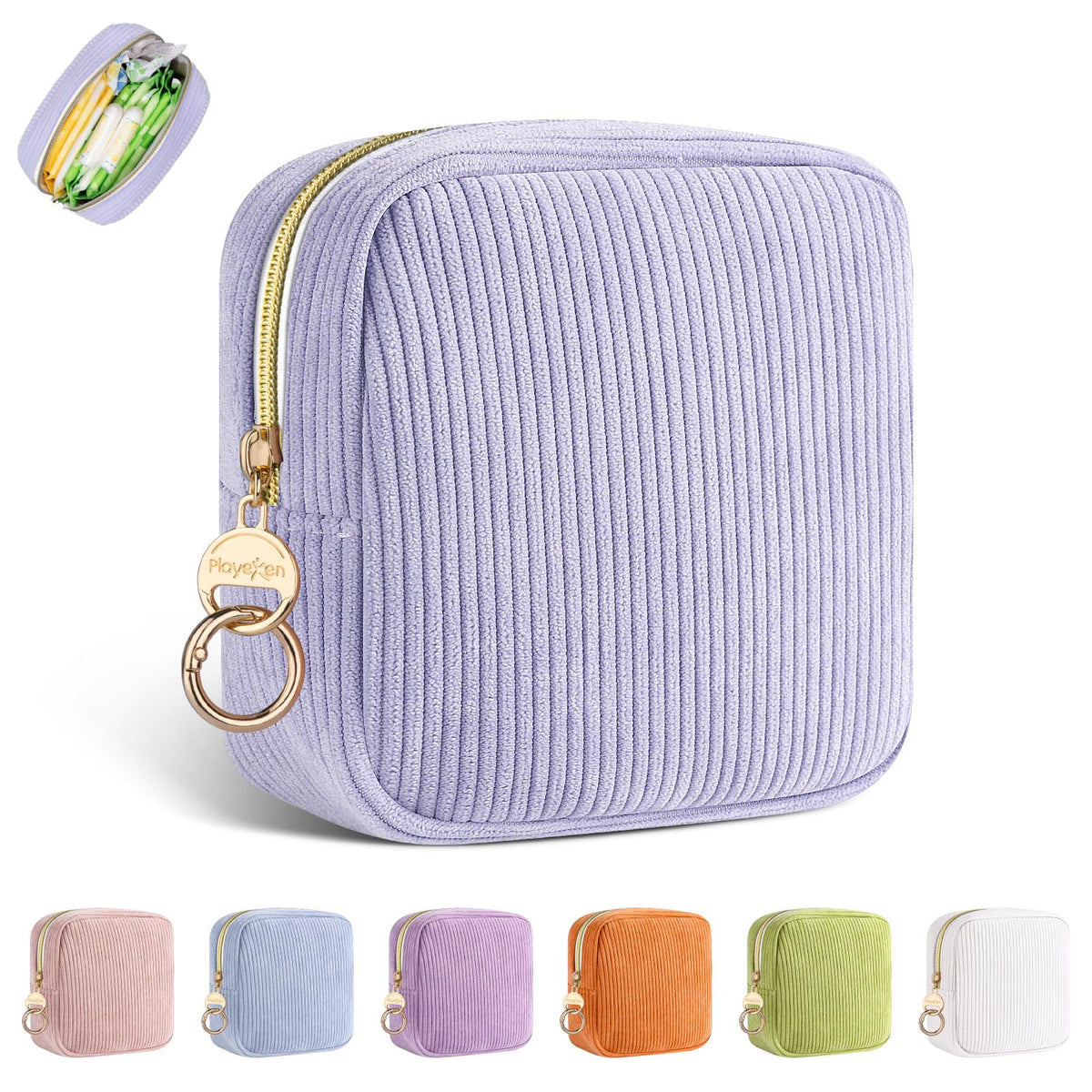 Period Bag for Teen Girls, Corduroy Sanitary Napkin Storage Bag, Menstrual Pad Pouches Tampon Holder for Purse