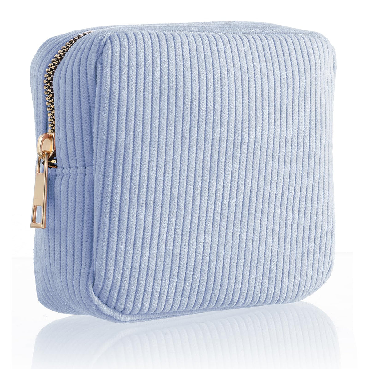 Xinjoduz 1 PCS Menstrual Bags for Teen Girls, Mini Corduroy Travel Period Bag for Sanitary Napkin Storage Portable Makeup Pouch with Zipper Feminine Pad Bags Tampon Holder for Women Purse(White)