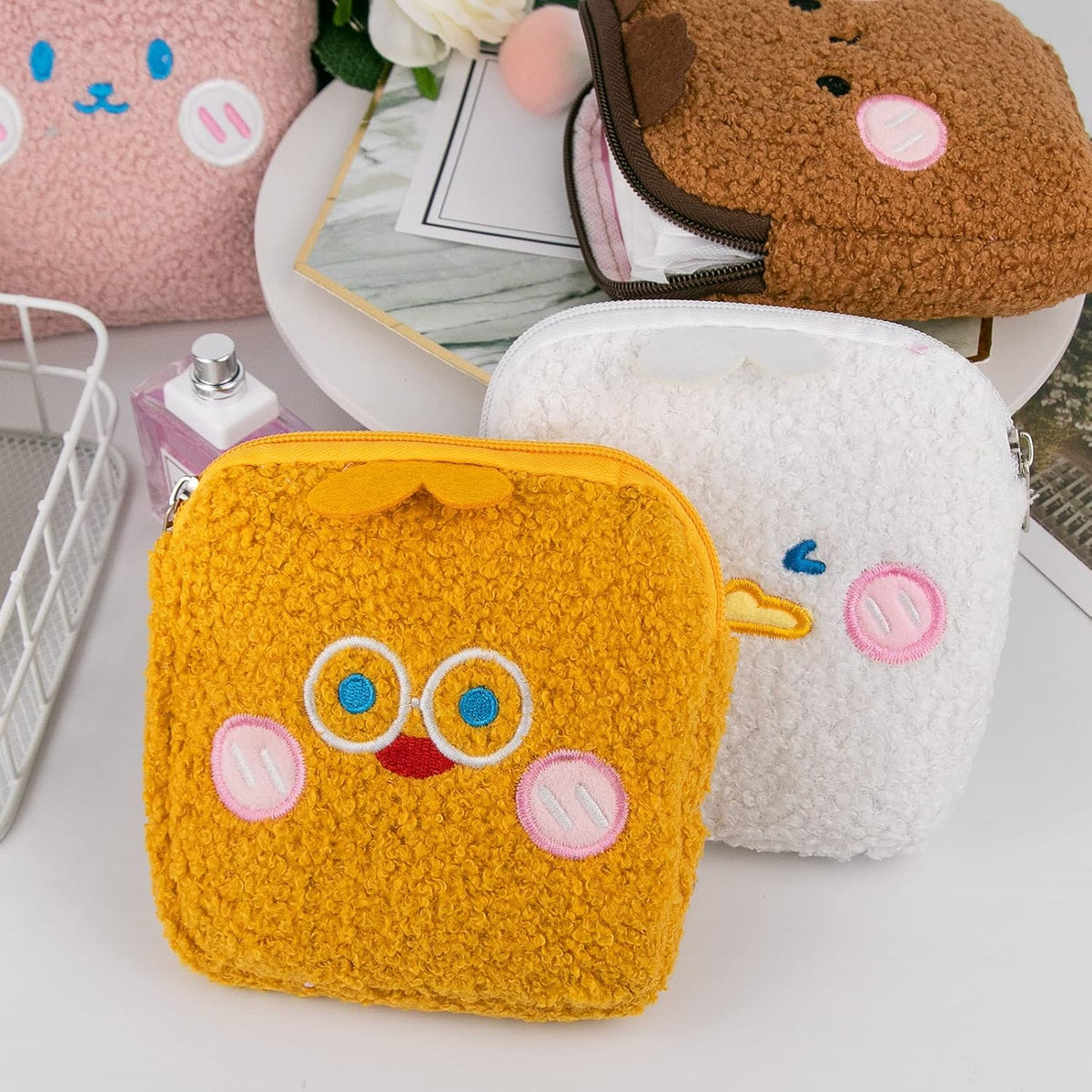 4PCS Sanitary Napkin Tampons Storage Menstrual Cup Period Bag