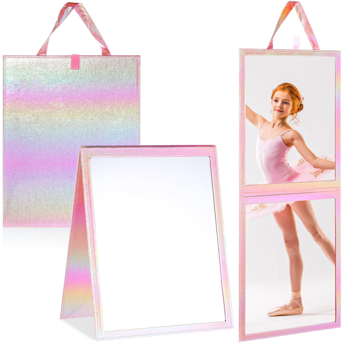Chunful Folding Hanging Mirror 33.5x13.4 for Dance, Fashion, Purple