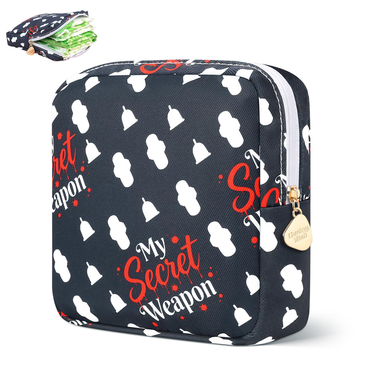 Period Bag Pouch Soft Cloth Sanitary Napkin Storage Bag Portable Menstrual Pad Pouches Tampon Holder for Purse First Period Kit for Girls 9-12 (Blue-White Check)