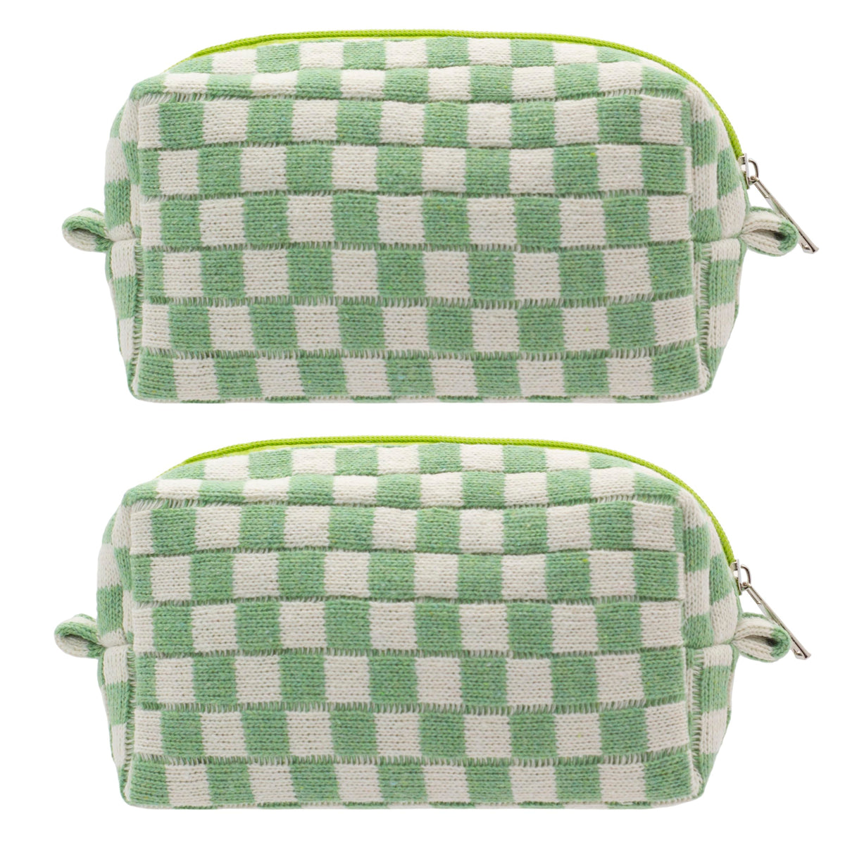 PAZIMIIK Checkered Makeup Bag for Purse Portable Zipper Make Up Pouch Small Cosmetic Case for Travel Accessories (Hotpink)