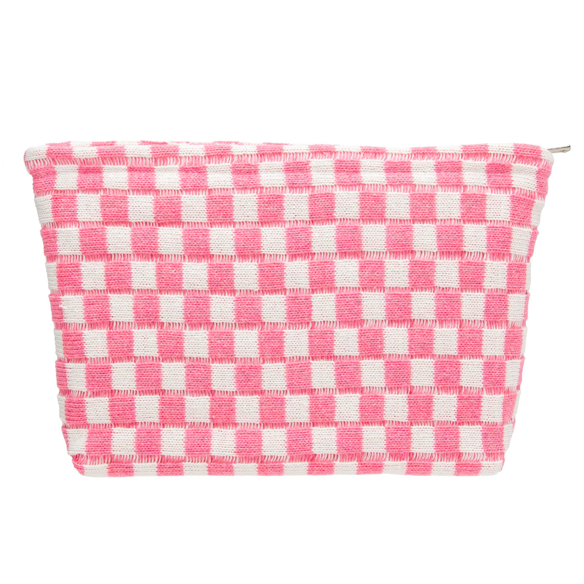 PAZIMIIK Checkered Makeup Bag for Purse Portable Zipper Make Up Pouch Small Cosmetic Case for Travel Accessories (Hotpink)