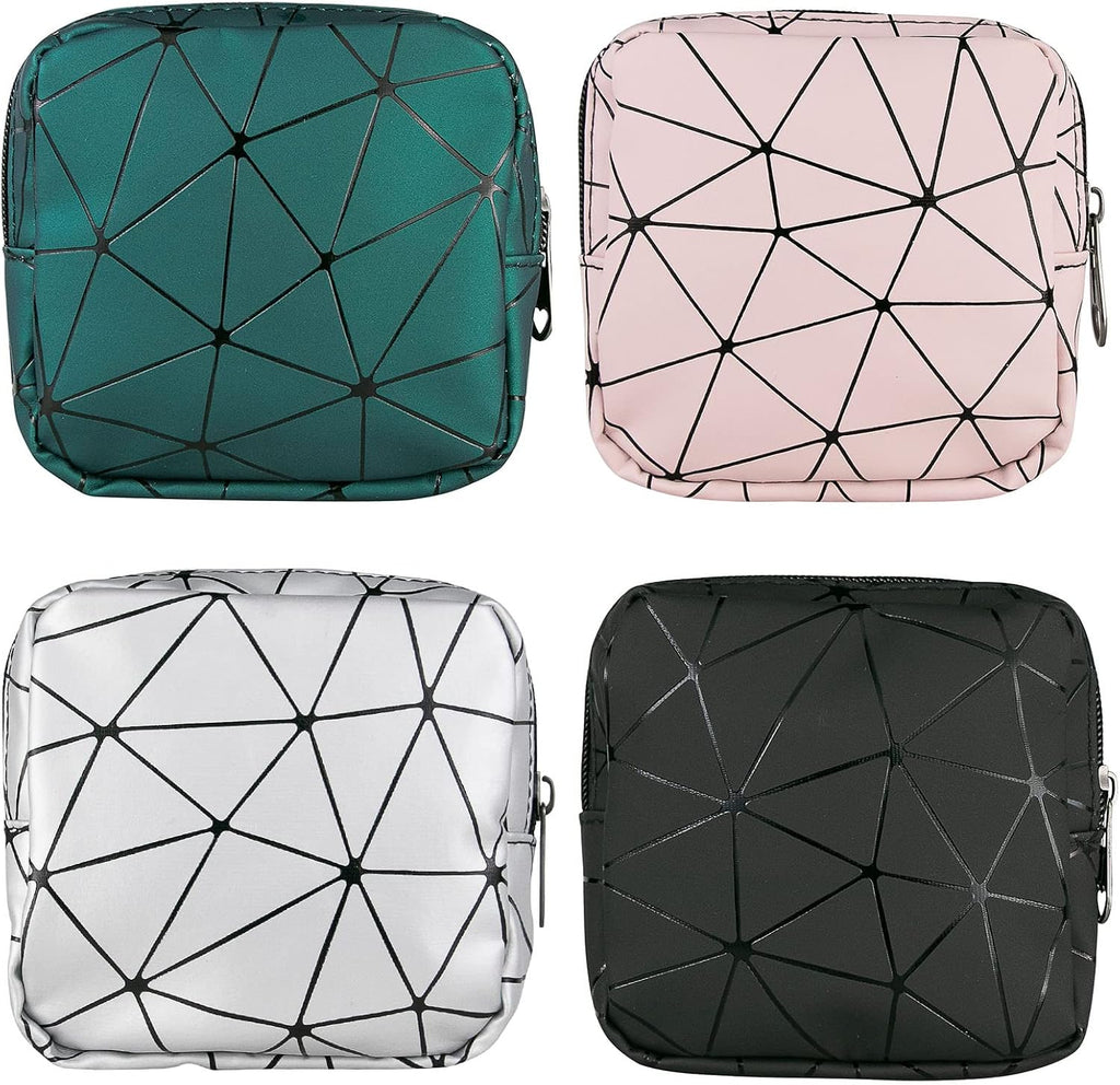 Sanitary Napkin Storage Bags 4 Pcs Menstrual Cup Pouches Nursing Pad Holder Tampon Bags Portable Period Kit Bag Feminine Product Pouch for Girls for Pads and Tampons with Zipper