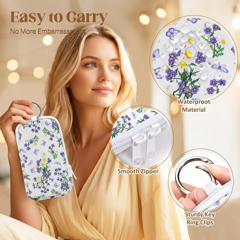 2PCS Tampon Holder Zipper Pouches Portable Period Bags