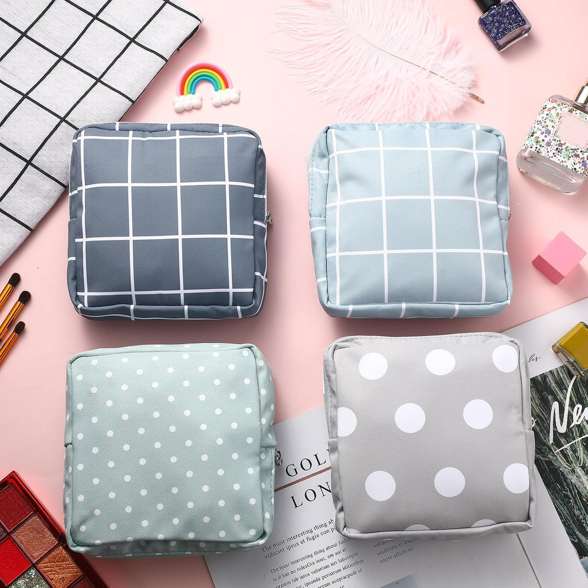 Frienda 4 Pcs Period Bags Sanitary Napkin Storage Pad Pouch, Basic Style