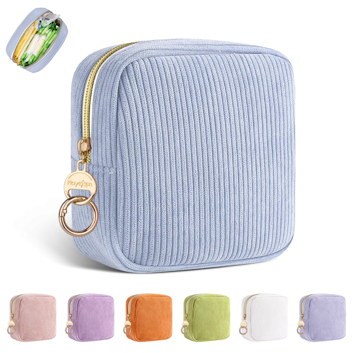 Period Bag for Teen Girls, Corduroy Sanitary Napkin Storage Bag, Menstrual Pad Pouches Tampon Holder for Purse