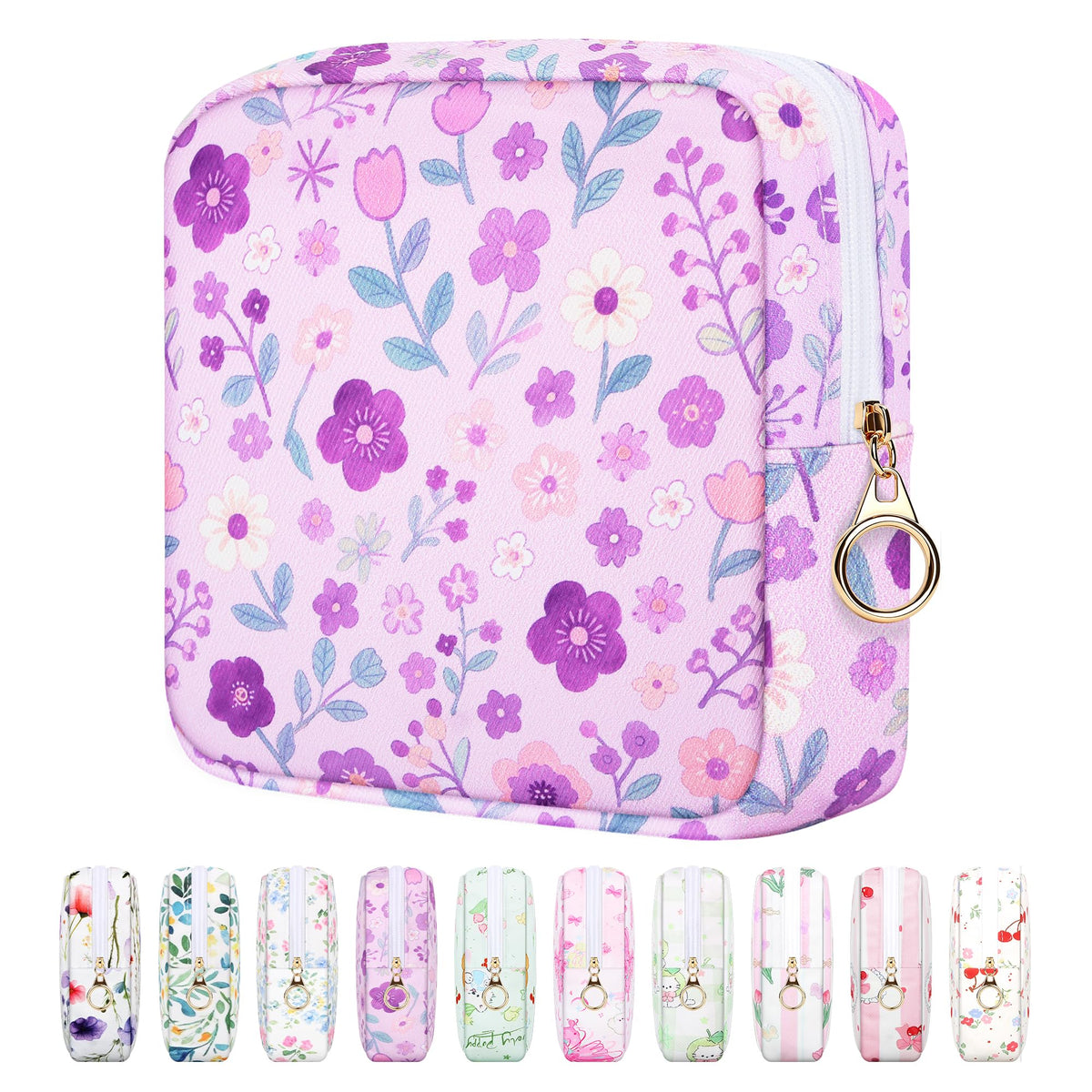 Likesing Tampon Holder for Purse, Canvas Period Bag Pouch-Gray Cat