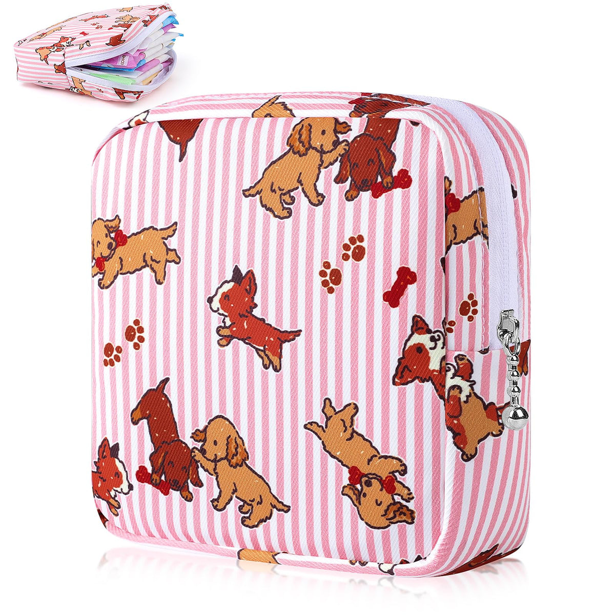 Sanitary Pad Storage Bag Portable Period Bag for Teen Pads/Sanitary Napkins/Small Tampons, Sanitary Napkin Storage Bag First Period Gifts for Teen Girls (Cat)