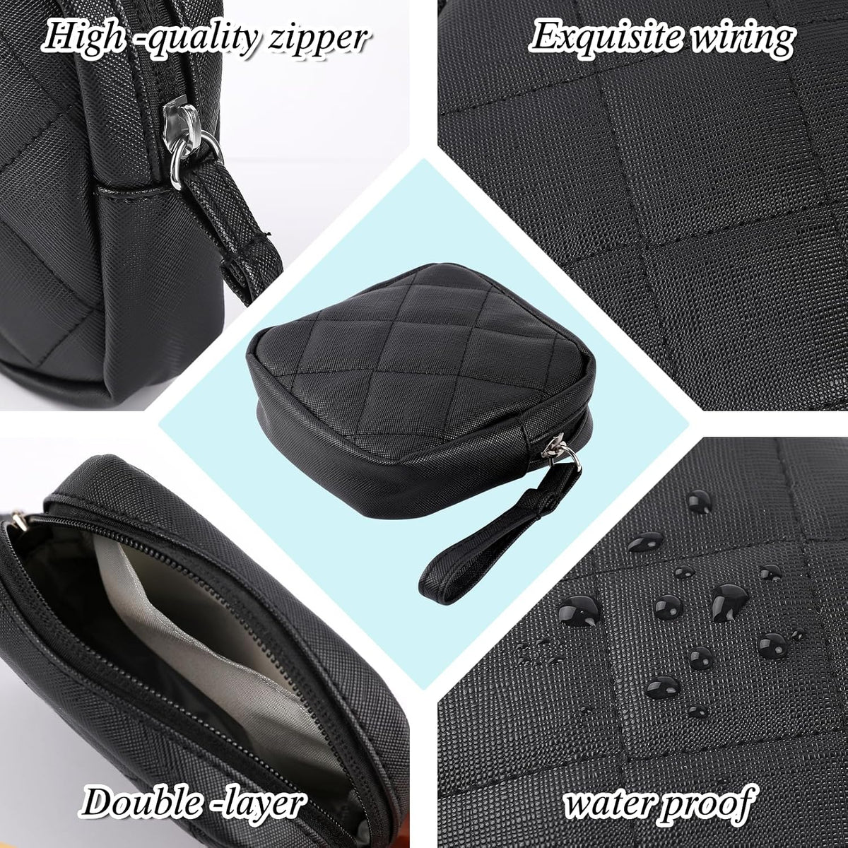 Sanitary Bags Sanitary Napkin Storage Bag Portable Makeup Bag Pad Pouch Tampon Bags Period Pouch First Period Kit for Teen Girls Women (Black)