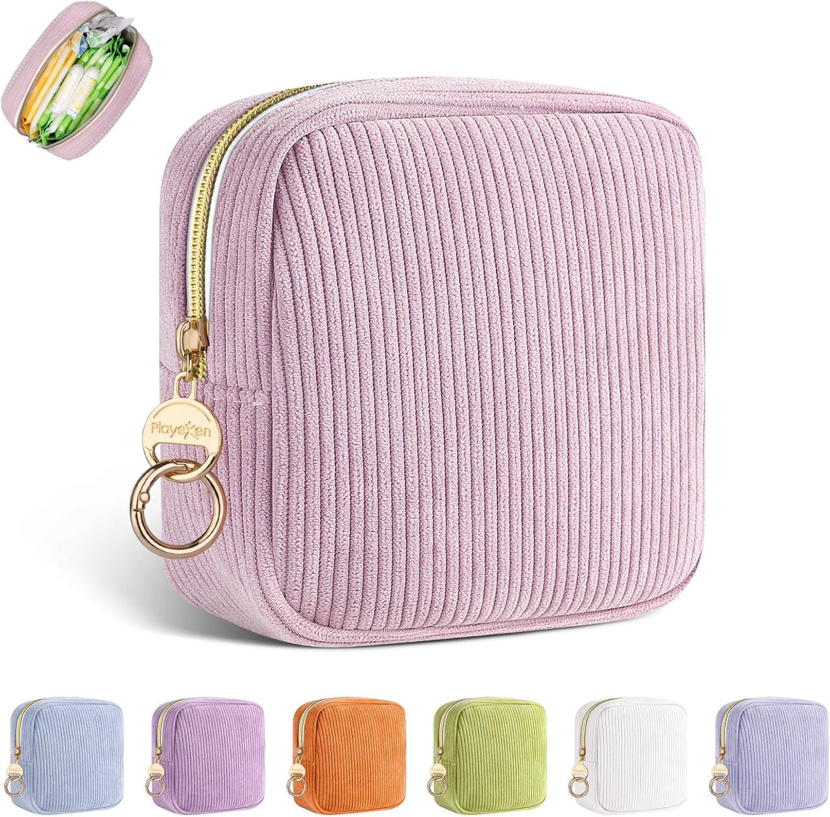 Period Bag for Teen Girls, Corduroy Sanitary Napkin Storage Bag, Menstrual Pad Pouches Tampon Holder for Purse