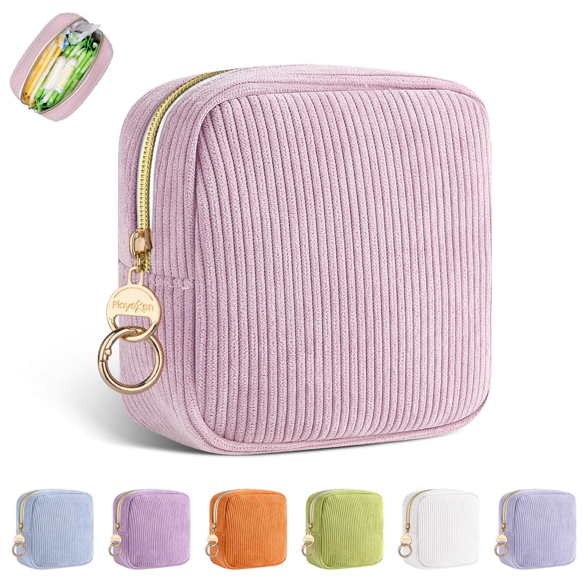 Period Bag for Teen Girls, Corduroy Sanitary Napkin Storage Bag, Menstrual Pad Pouches Tampon Holder for Purse