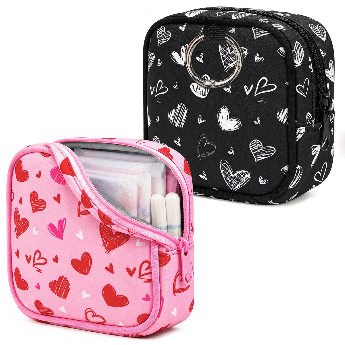 KJQJLY 2 Pack Sanitary Napkin Storage Bag Period Bag with Snap Hook