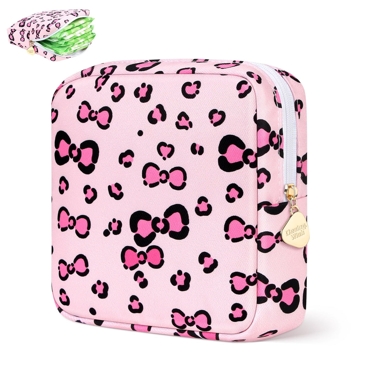 Sanitary Pad Storage Bag Portable Period Bag for Teen Pads/Sanitary Napkins/Small Tampons, Sanitary Napkin Storage Bag First Period Gifts for Teen Girls (Cat)