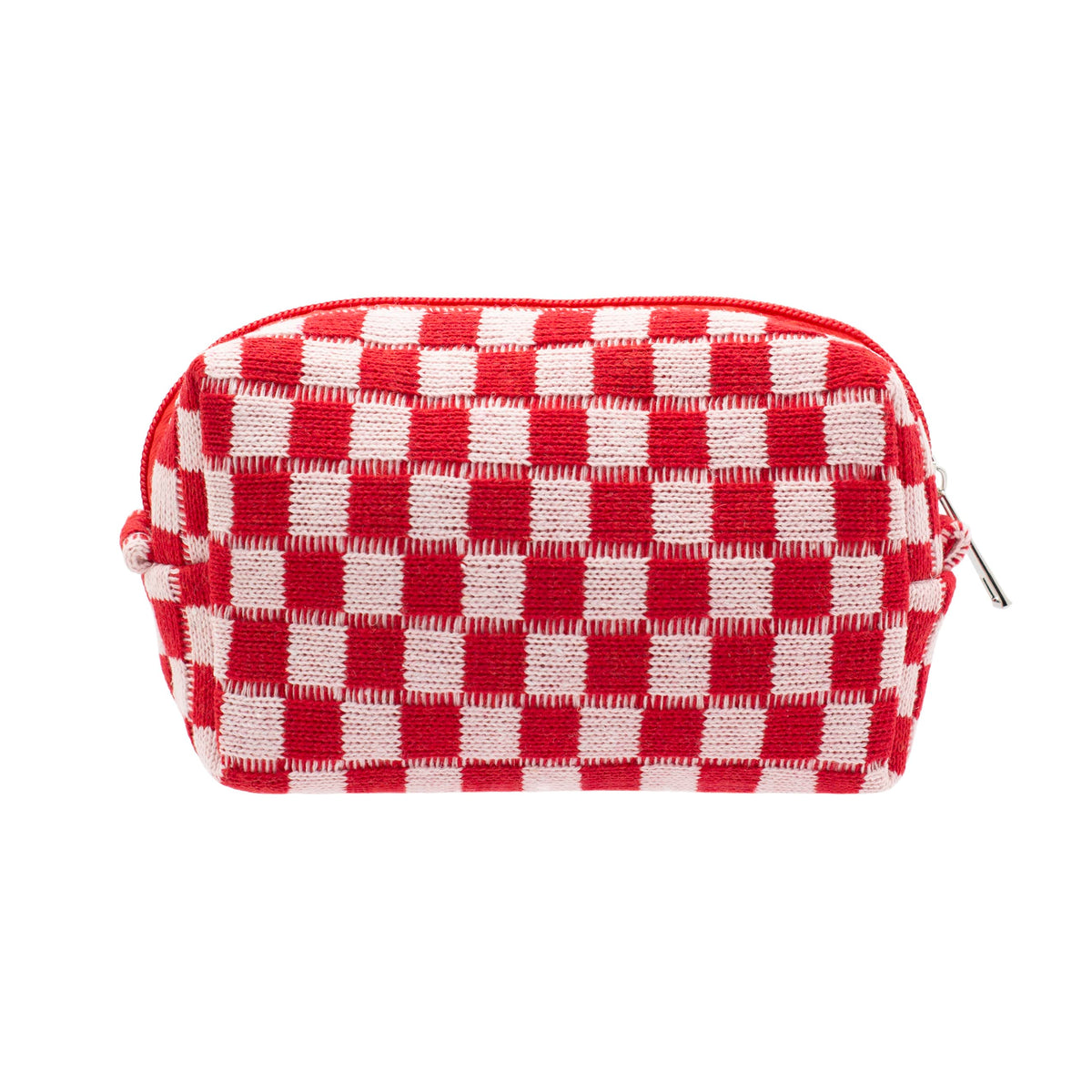 PAZIMIIK Checkered Makeup Bag for Purse Portable Zipper Make Up Pouch Small Cosmetic Case for Travel Accessories (Hotpink)