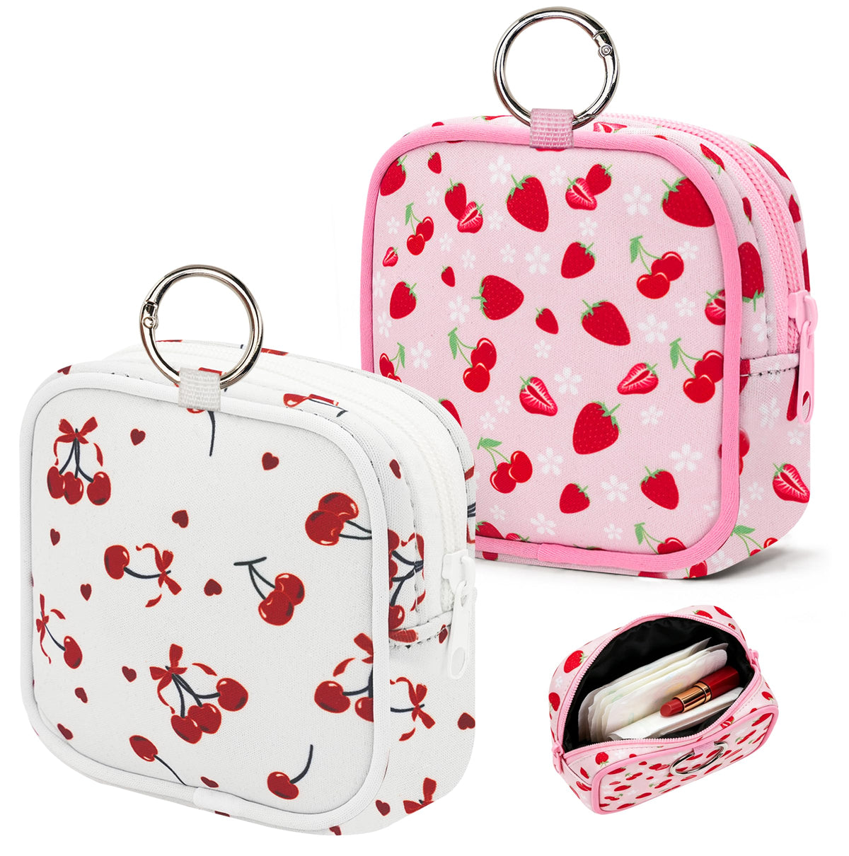 KJQJLY 2 Pack Sanitary Napkin Storage Bag Period Bag with Snap Hook