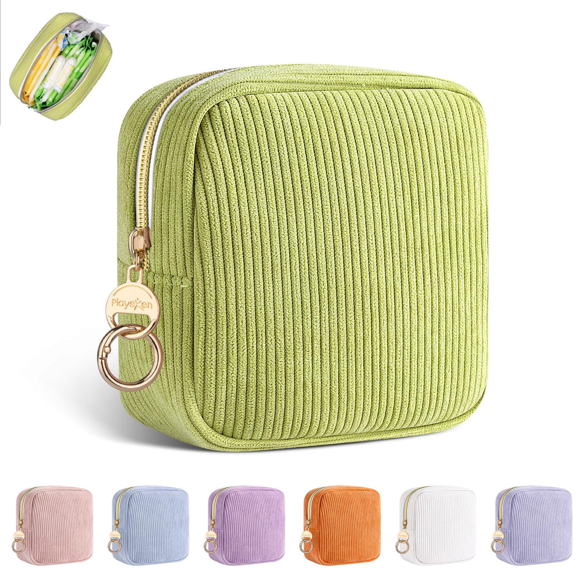 Period Bag for Teen Girls, Corduroy Sanitary Napkin Storage Bag, Menstrual Pad Pouches Tampon Holder for Purse