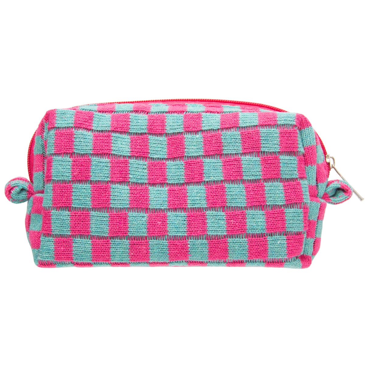 PAZIMIIK Checkered Makeup Bag for Purse Portable Zipper Make Up Pouch Small Cosmetic Case for Travel Accessories (Hotpink)