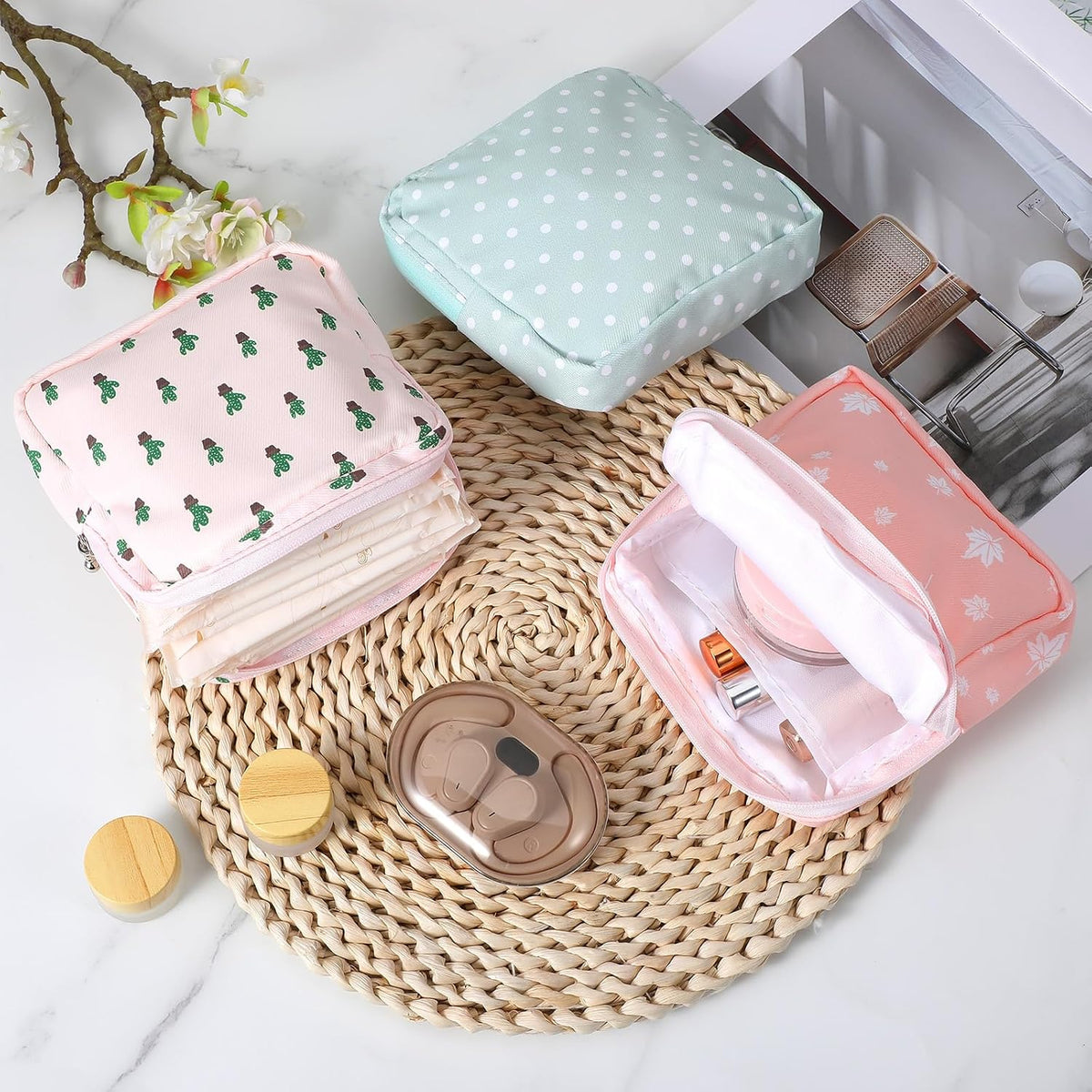 ElevateTech Sanitary Napkin Storage Bags, 4 Pcs Pad Bag for Period Tampon Bags Portable Menstrual Pad Pouch Feminine Pouch First Period Bag Gifts for Women