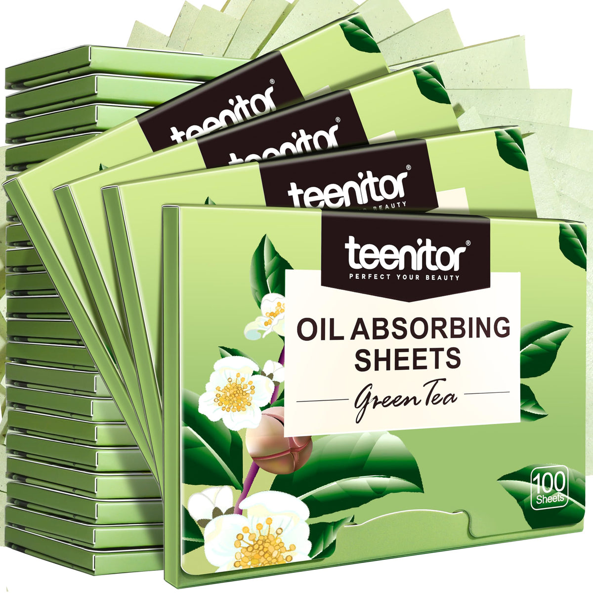 Teenitor Green Tea Blotting Paper - 800 Oil Absorbing Sheets for Oily Skin, Face Oil Control Film