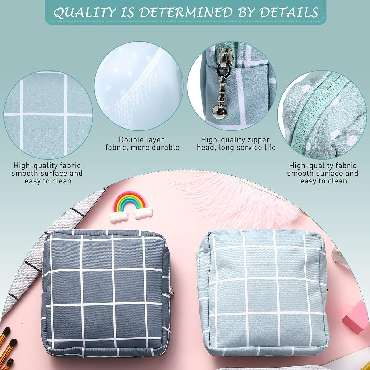 Frienda 4 Pcs Period Bags Sanitary Napkin Storage Pad Pouch, Basic Style