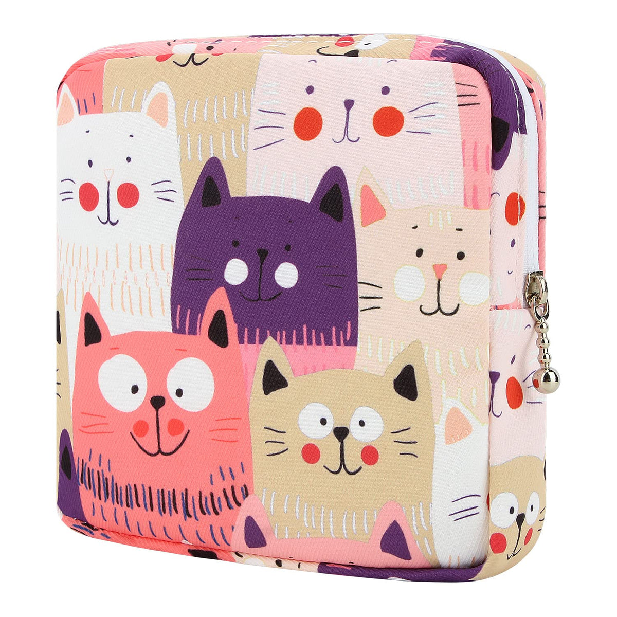 Sanitary Pad Storage Bag Portable Period Bag for Teen Pads/Sanitary Napkins/Small Tampons, Sanitary Napkin Storage Bag First Period Gifts for Teen Girls (Pink-White Checker)