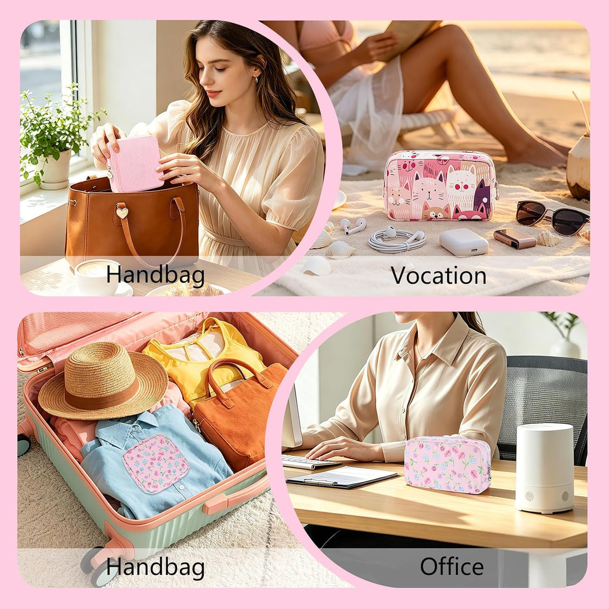 2PCS Period Bag, Small Period Pouches for Women (Floral)