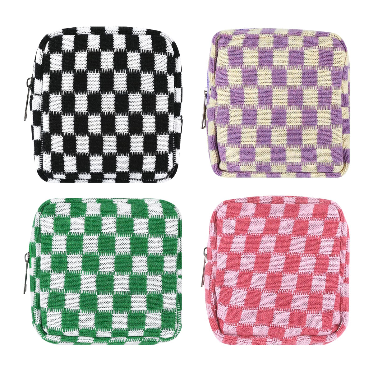 4 PCS Sanitary Napkin Storage Bag, Menstrual Pad Zipper Period Pouch Portable Period Bag Panty Liners, Pad Pouch with Zipper for Women Ladies Daily Use Purse Travel(4 Patterns)