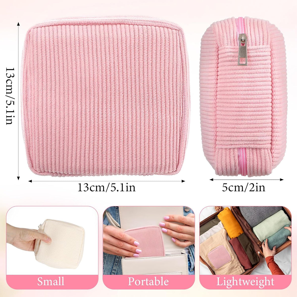 JIEYAO 2Pcs Corduroy Sanitary Napkin Storage Bag, Portable Period Bag for Women, Cute Period Pouch Soft Menstrual Cup Pouch Menstruation First Pad Bag Tampon Holder