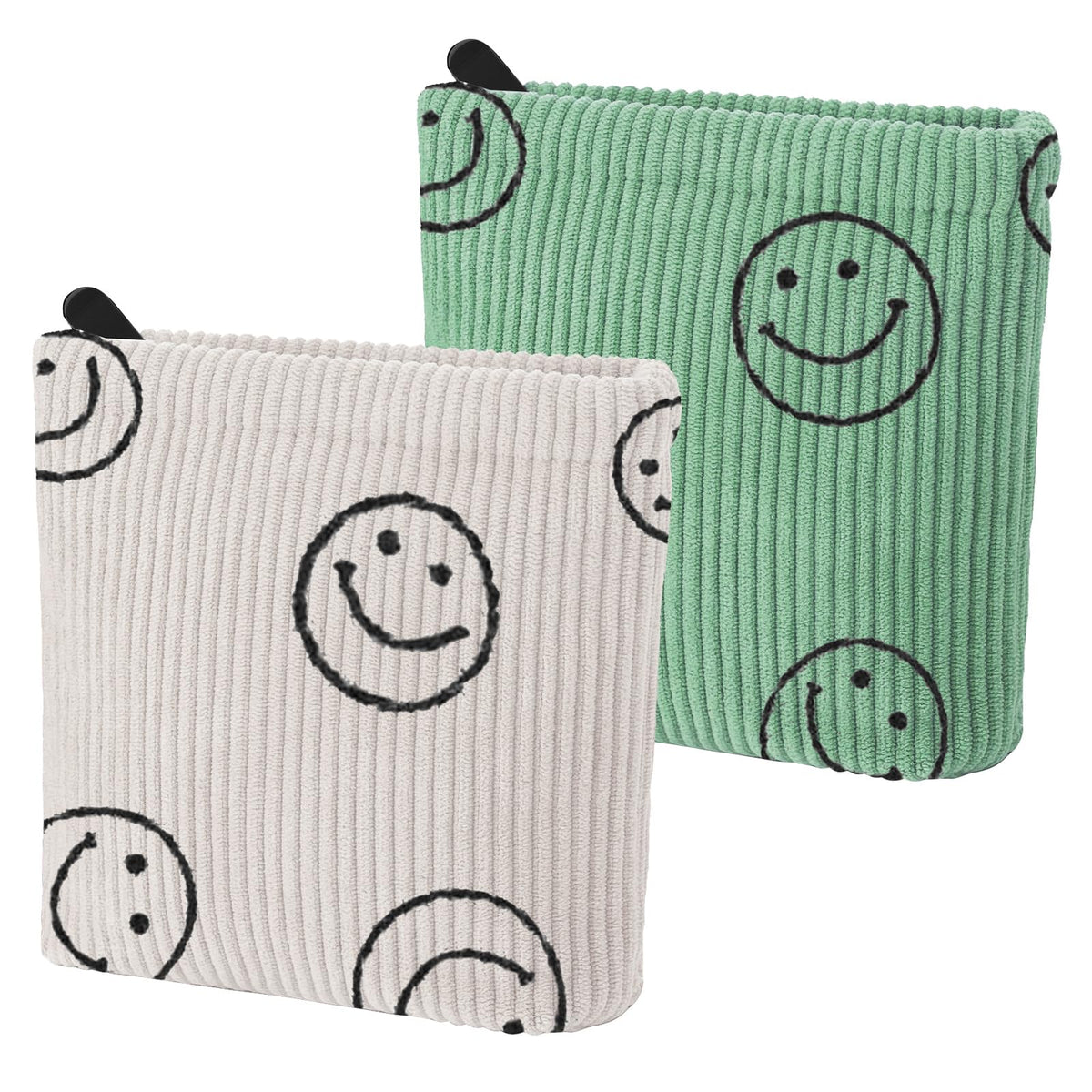 2 PCS Corduroy Period Bag for women, Cute Sanitary Napkin Storage Bag Portable Period Pouch with Zipper, Sanitary Pads Bag Tampons Holder for Purse First Period